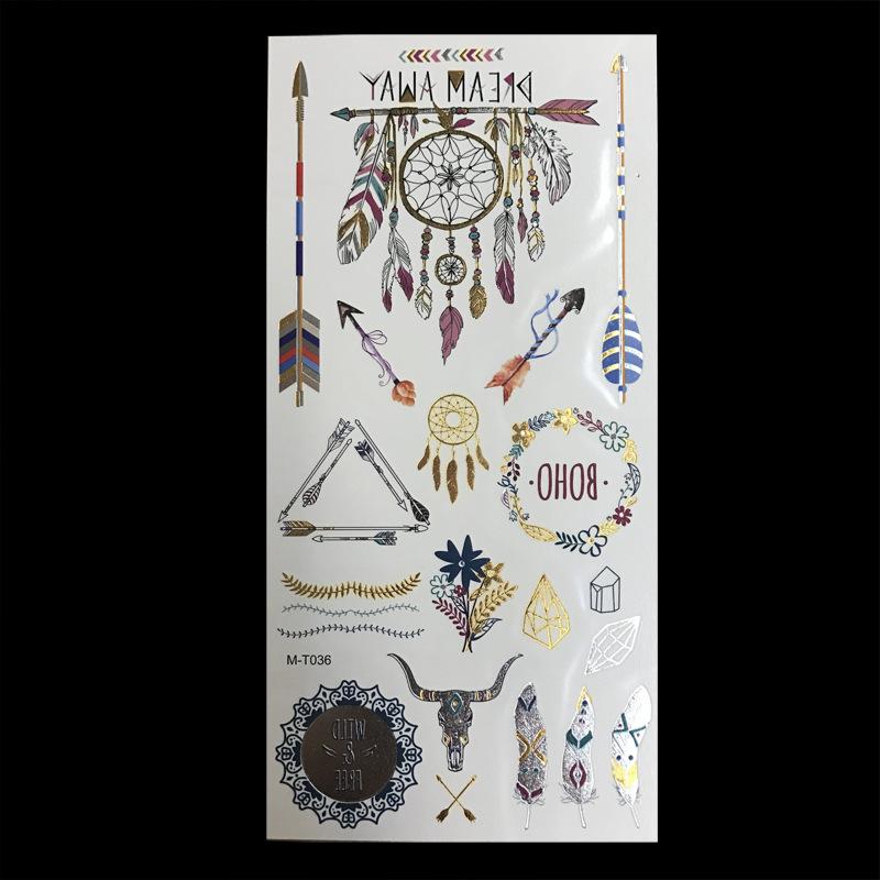 Metallic Gold Butterfly Tattoo Silver Waterproof Temporary Tattoos Stickers On The Body Women Men Boho Resort Style