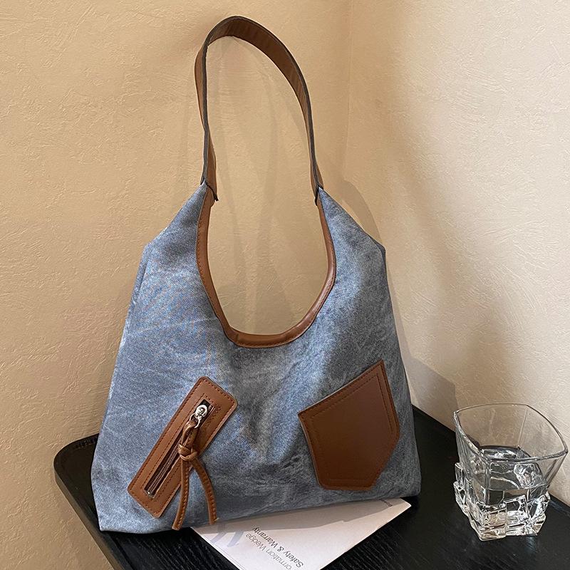 Новая весенняя ретро сумка через плечо с контрастными цветами, большая вместимость, простая сумка кроссбоди, нишевый дизайн для поездок на работу, сумка-тоут