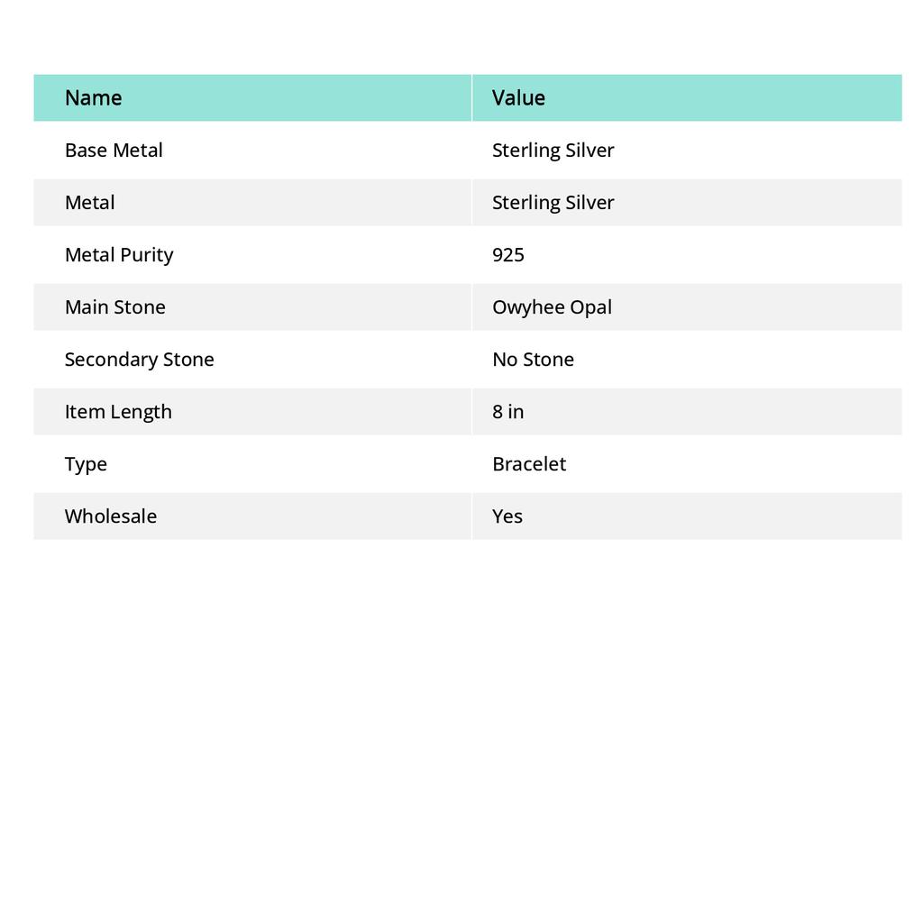 Браслет-манжета из серебра 925 пробы с драгоценными камнями Owyhee Opal, регулируемый, ручной работы, N1H20