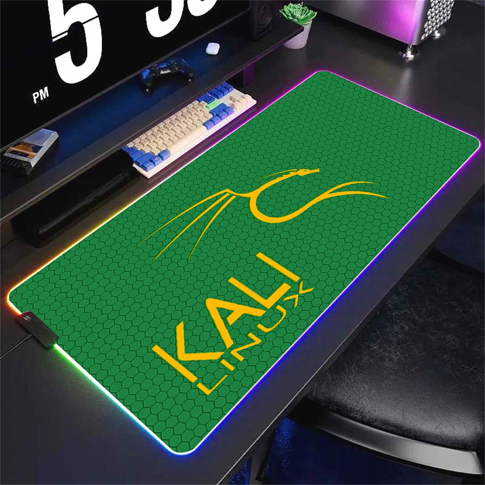 Deskmat Kali Linux Xxl Mouse Pad Gamer Rgb Pc Cabinet Gaming Accessories Keyboard Mousepad Anime Carpet Mats Large Computer Mat