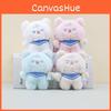 Plush Cute Cartoon Bear Doll Keychain Soft And Cuddly In Light Gray Blue White Pink