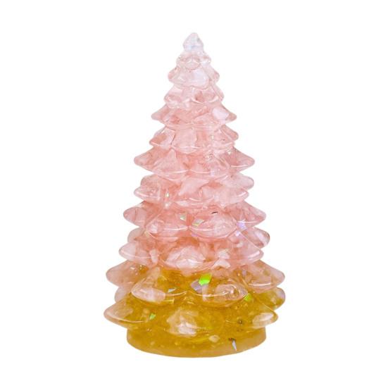 Faux Crystal Christmas Tree Figurine Mini Artificial Crystal Tree Tabletop Ornament for Winter Holiday Home Decor