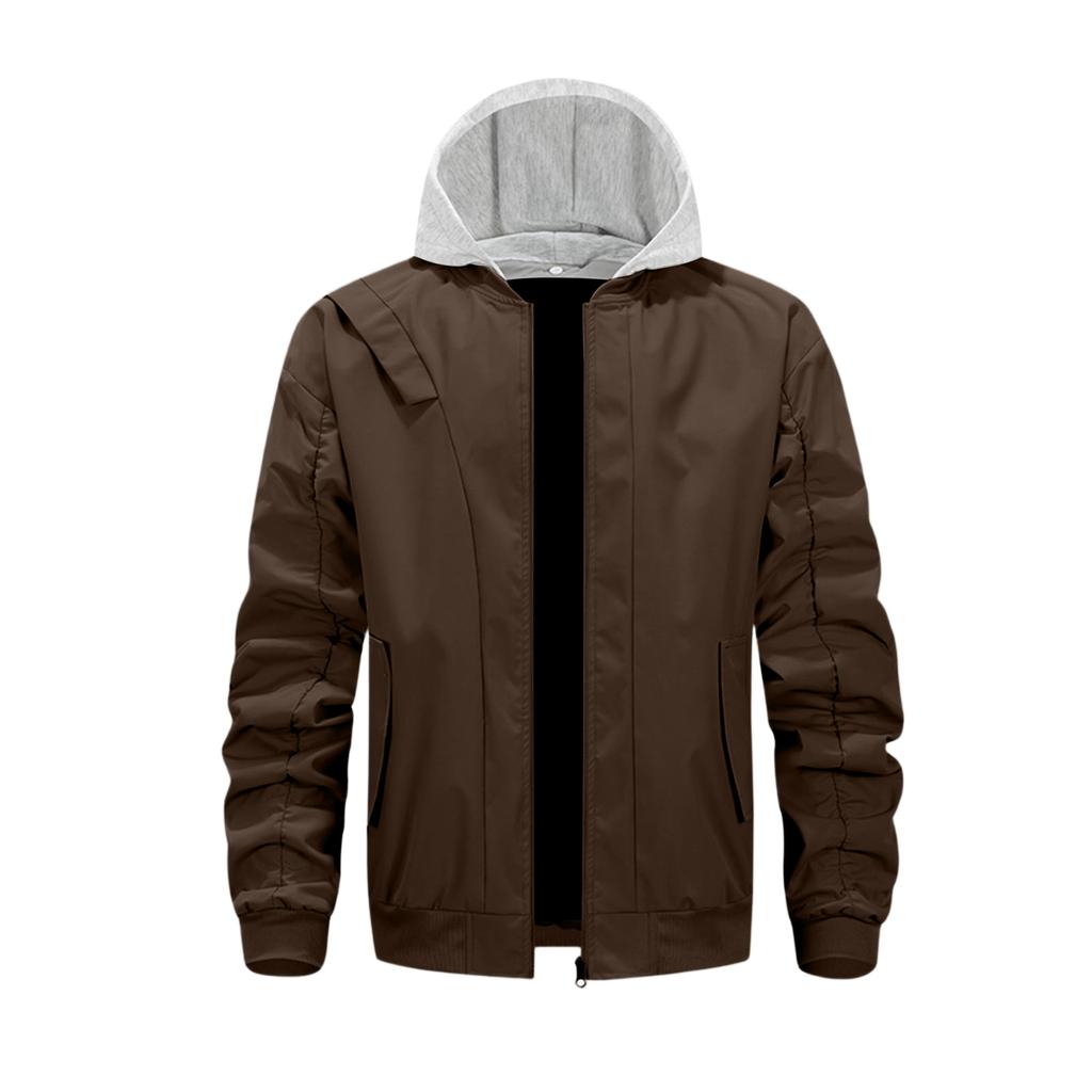 Men'S Loose Jacket Fashionable Multi Pocket Hooded Jacket