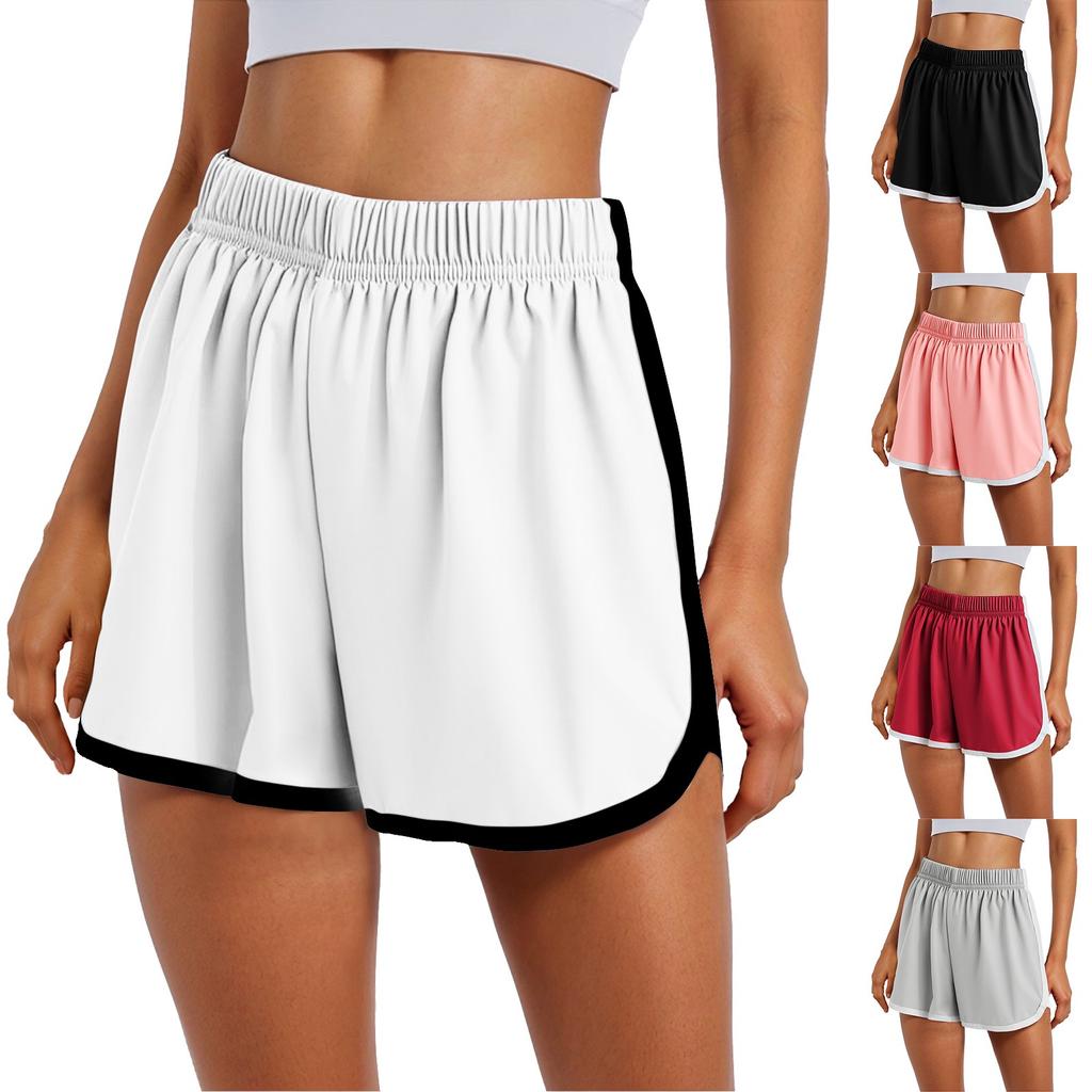 Women's Sports Shorts Casual Loose Solid Color Elastic Waist Shorts