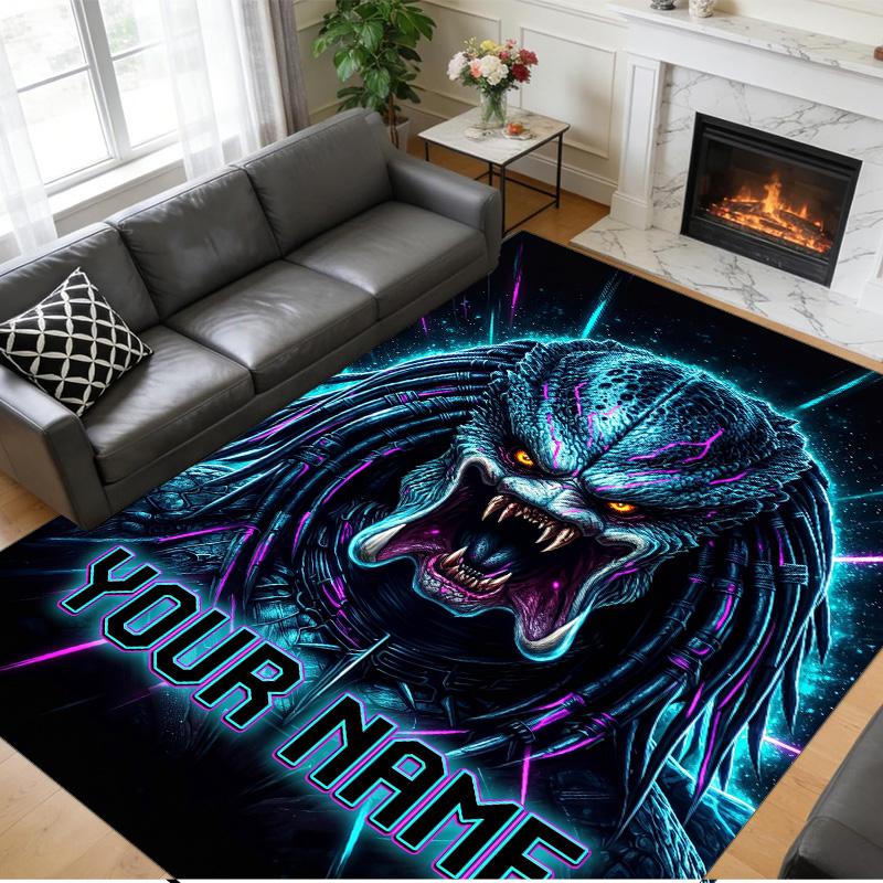 Crystal Velvet Rug Custom Name Text, Soft Non Slip Floor Mat Home DecorPredator