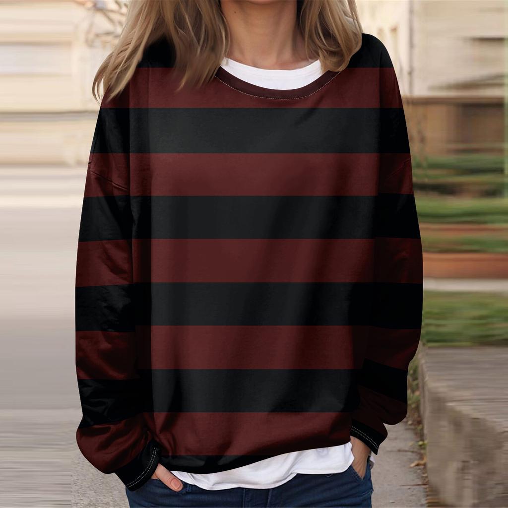 Женская повседневная модная винтажная печатная толстовка с длинным рукавом и круглым вырезом, многослойный пуловер