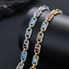 European and American hip-hop style color zircon geometric chain 1111 spring Xiaoxiangfeng full of men's and women's colored jewelry accessories