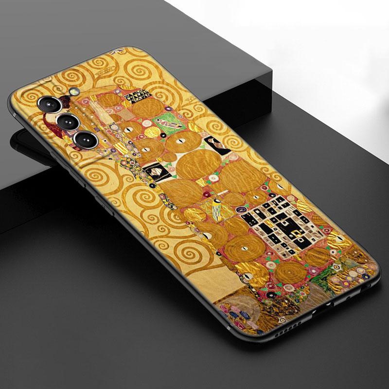 Арт Густав Климт Черный Силиконовый Чехол для Телефона для Samsung Galaxy S23 S21 S20 FE S24 S22 Ultra S10E S10 S9 S8 Plus