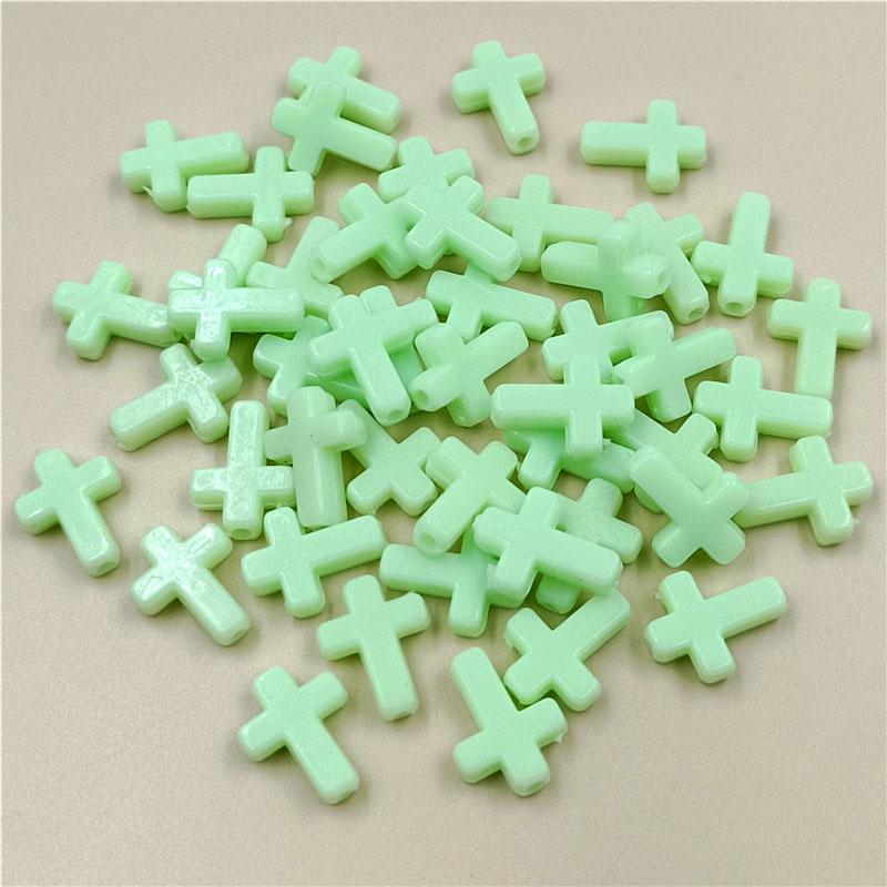 Spring Color DIY Jewelry Accessories Making Materials Necklace Bracelet Fashion Macaron Color 50Pcs Cross Loose Beads System Cream Jewelry Accessory