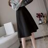 Осенне-зимняя ретро женская замшевая юбка с высокой талией, прилегающего кроя, женская юбка миди А-силуэта, расклешенная юбка