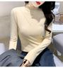 1x1 Ribbed Double-Sided Velour Women's Half High Neck Long Sleeve Slim-Fit Brushed Warm Top