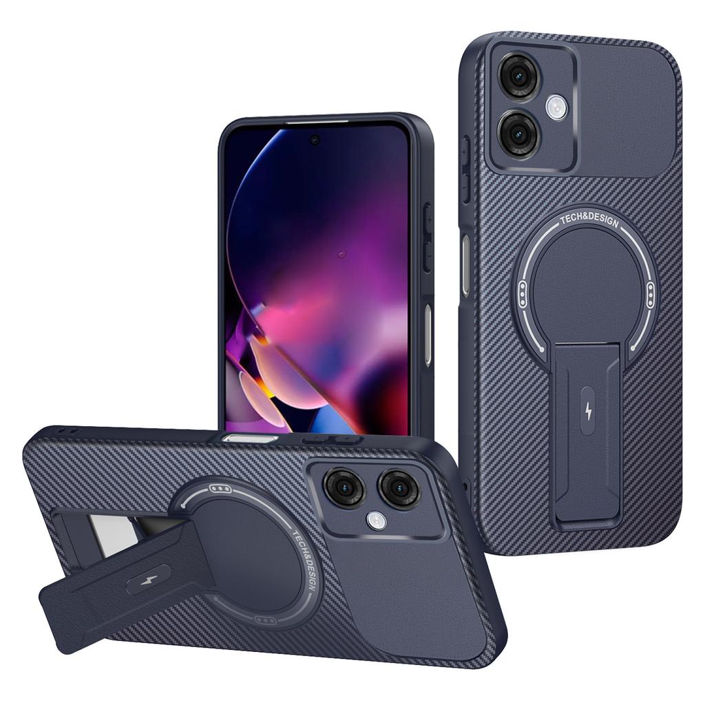 Для Motorola Moto G54 5G Чехол Текстура углеродного волокна ПК+ТПУ Чехол для телефона с подставкой