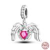 925 Silver Pink Heart Wings Skating Shoe Aircraft Camera Charms Beads Pendant Fit Qikaola 925 Bracelet Jewelry