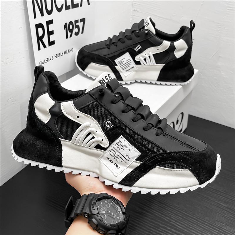 Chunky Sneaker Men Designer Increased Internal Platform Board Shoes Fashion Casual Microfiber Leather Mesh Breathable Sport Shoe