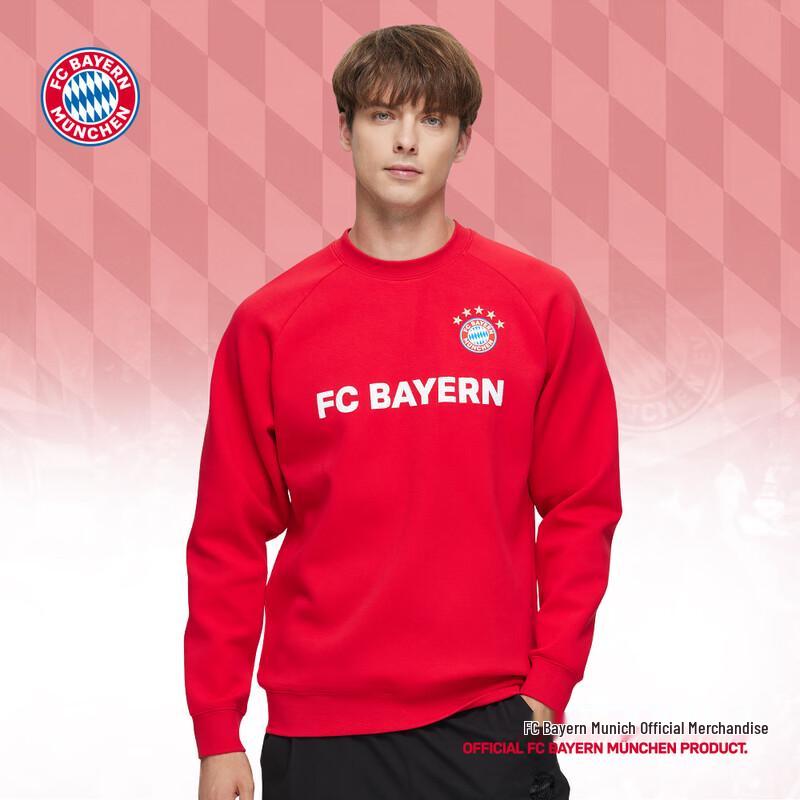 Официальный красный свитшот Bayern Munich с круглым вырезом