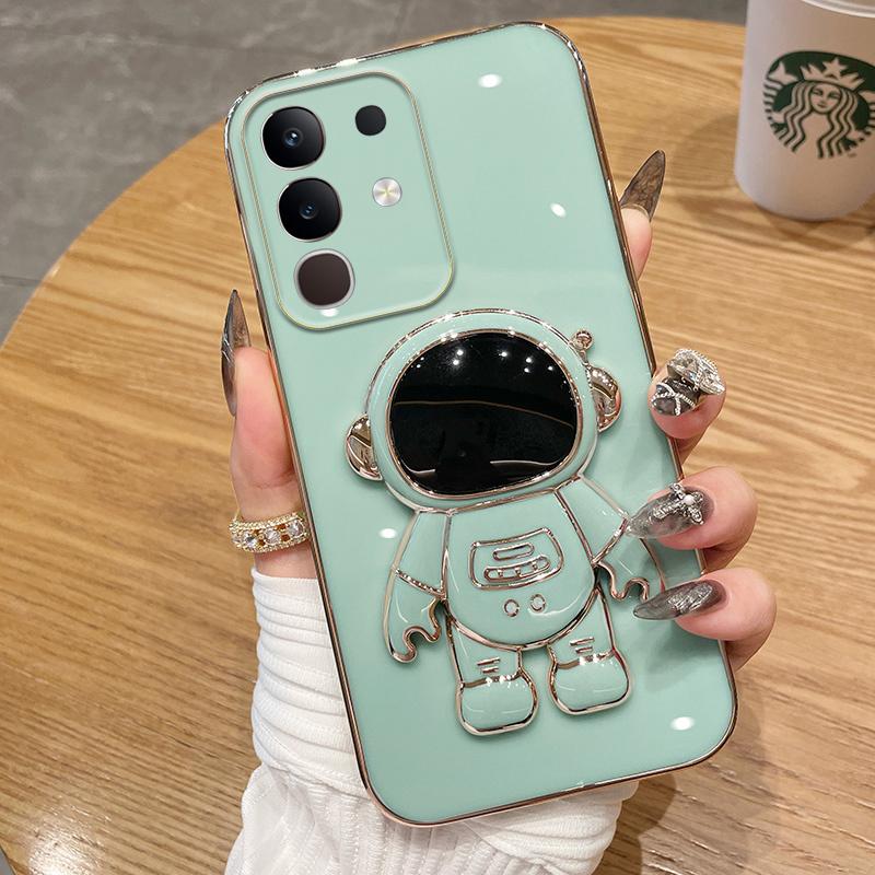For Vivo iqoo Z10X Case Shining Astronaut Spaceman Bracket Holder Design soft plating For Vivo iqoo Z10X Back cover