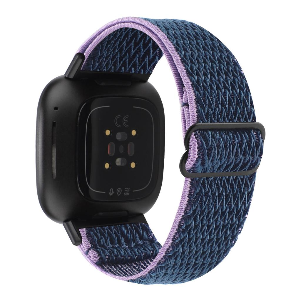 Для Fitbit Versa 4/Sense 2 Эластичный нейлоновый ремешок для часов Волнистый узор Эластичный плетеный сменный ремешок