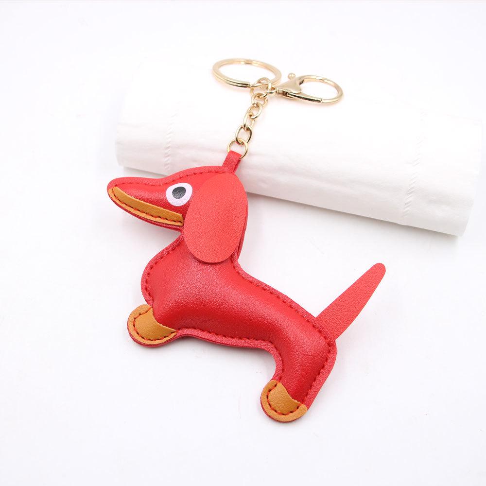 Кожаный брелок Такса - Женский аксессуар-подвеска в виде щенка