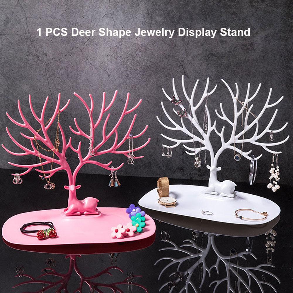 Holder Tree Shape Tray Deer Ornament Jewelry Display Rack Jewelry Organizer Ring Display Tools