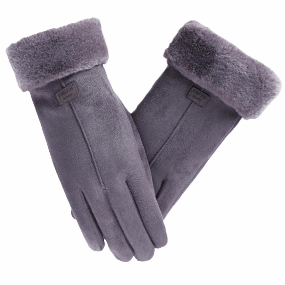 Full Fingers Mittens Soft Women Winter Gloves Fashion Suede Gloves Skiing