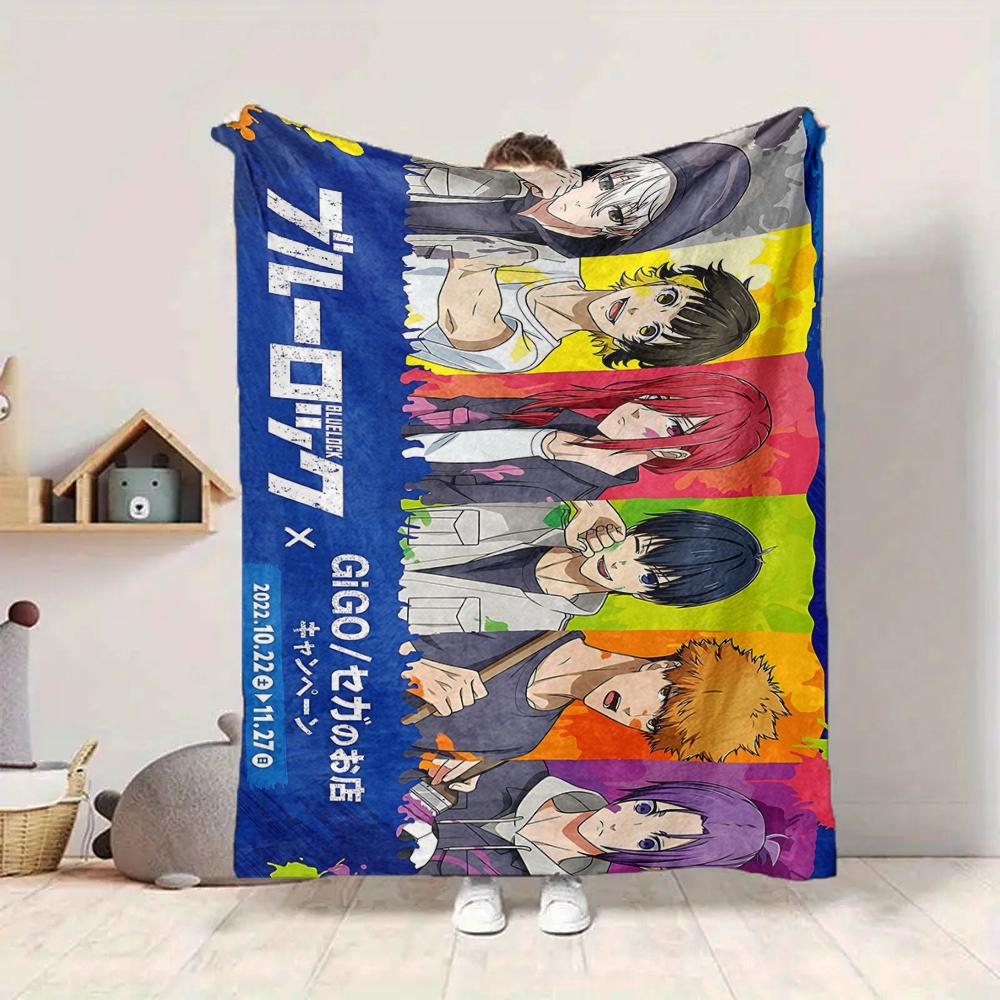 1Pc Colorful Anime Characters Flannel Blanket, Soft And Comfortable, Casual Warm, Camping Travel, Christmas, Halloween Xmas Gift S1421