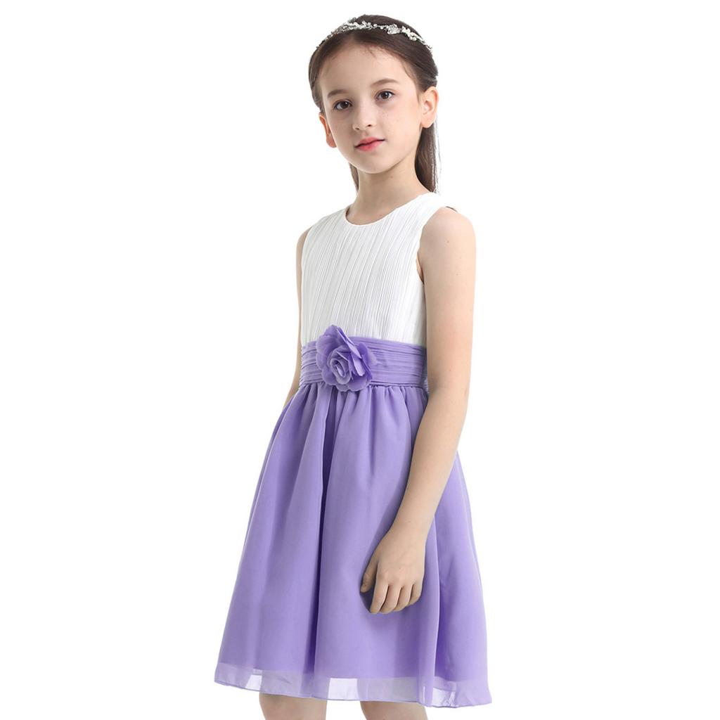 Платье принцессы для девочек, плиссированное платье с цветочным узором без рукавов для девочек, праздничное платье на свадьбу, день рождения