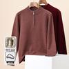 Hengyuanxiang Men's Thickened 100% Pure Wool Half-Zip Sweater