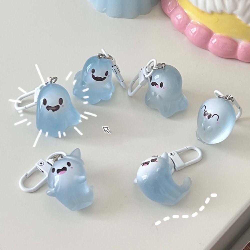 Car Keychains Luminous Keychain Halloween Resin Keychain Funny Jelly Ghost Keychain Men