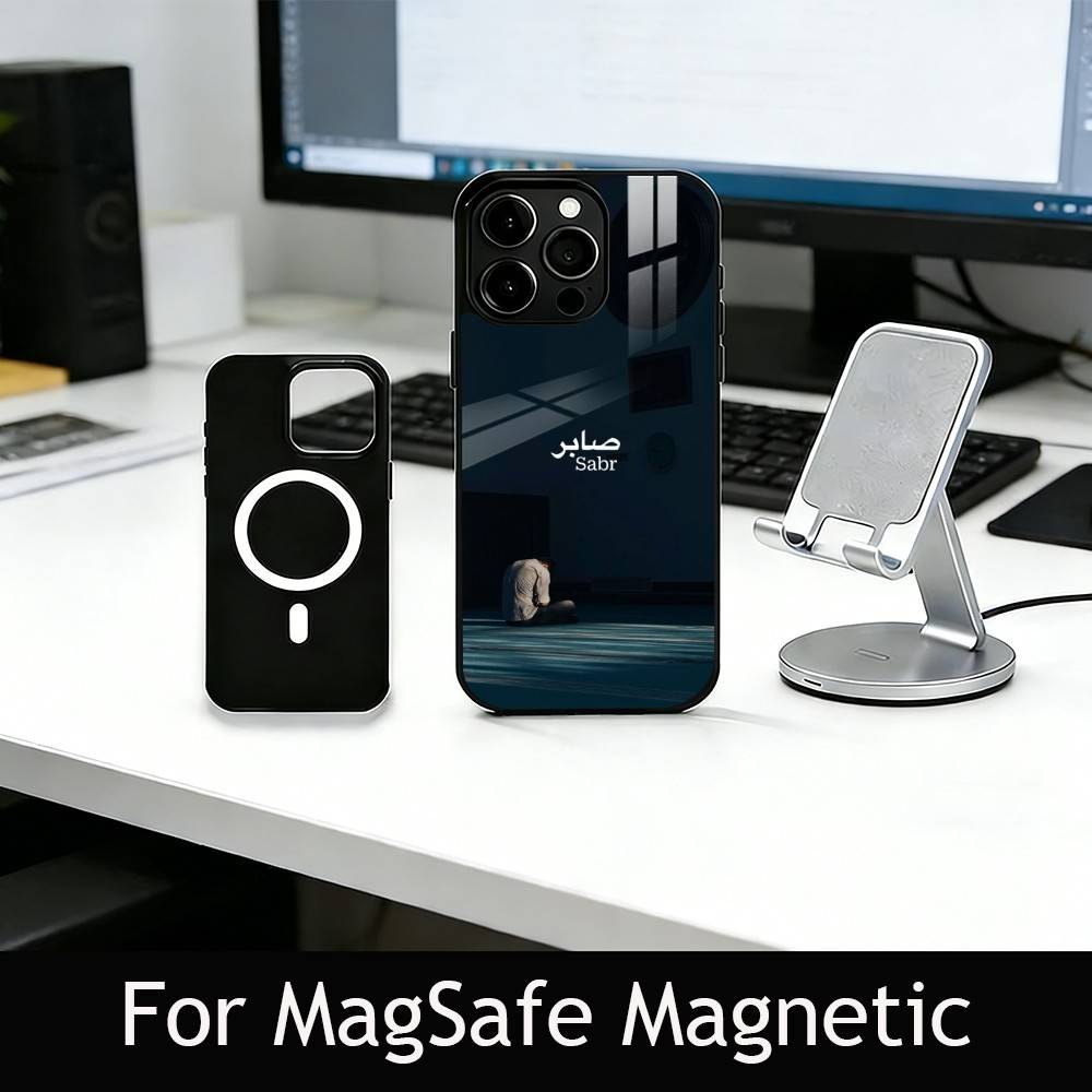 Чехол для телефона iPhone 17, 16, 15, 14, 13, 12, 11 Plus, Pro с надписью "Сабр" (Терпение) на арабском, магнитный, с поддержкой беспроводной зарядки MagSafe