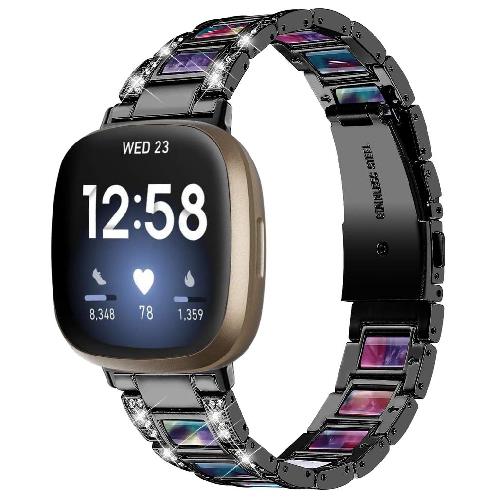Ремешок с бриллиантами для Fitbit Versa 4 3 Sense 2, аксессуары для умных часов, металлический браслет из смолы из нержавеющей стали, ремешок Fitbit Versa 3