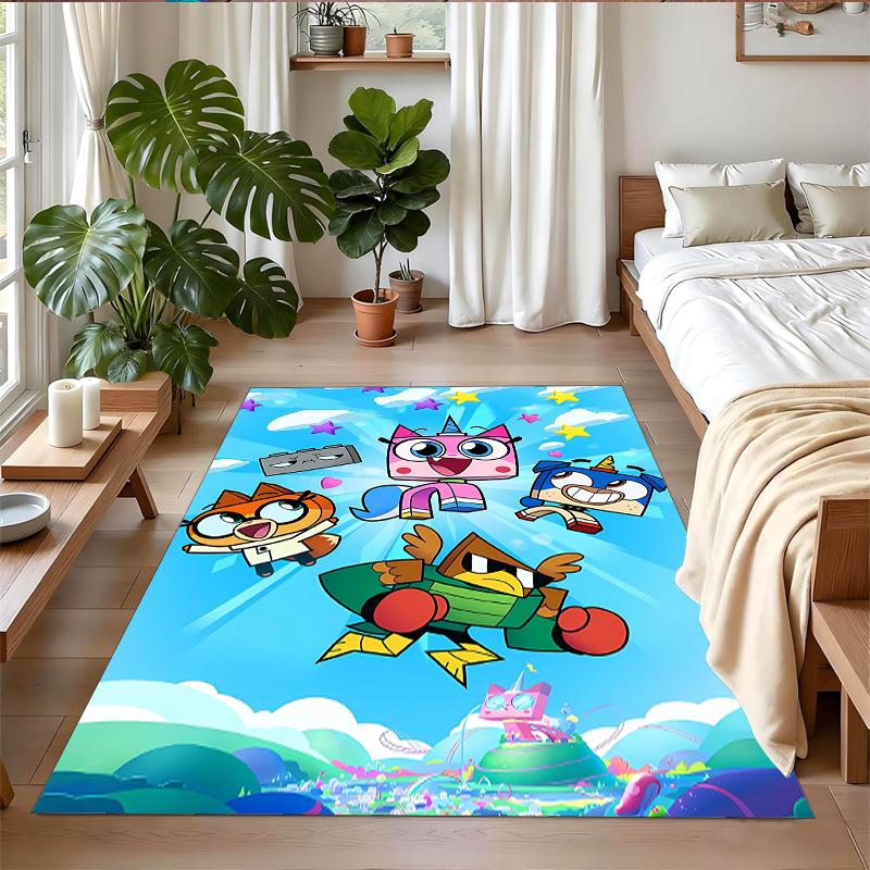Anti‑Slip Crystal Velvet Floor Rug, Unikitty Design Carpet for Indoor Living Bedroom Home Decoration