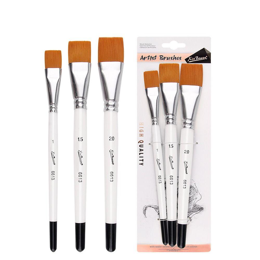 3PCS/Set Big Flat Head Painting Watercolor Brush Nylon Hair Acrylic Painting Brushes  Students