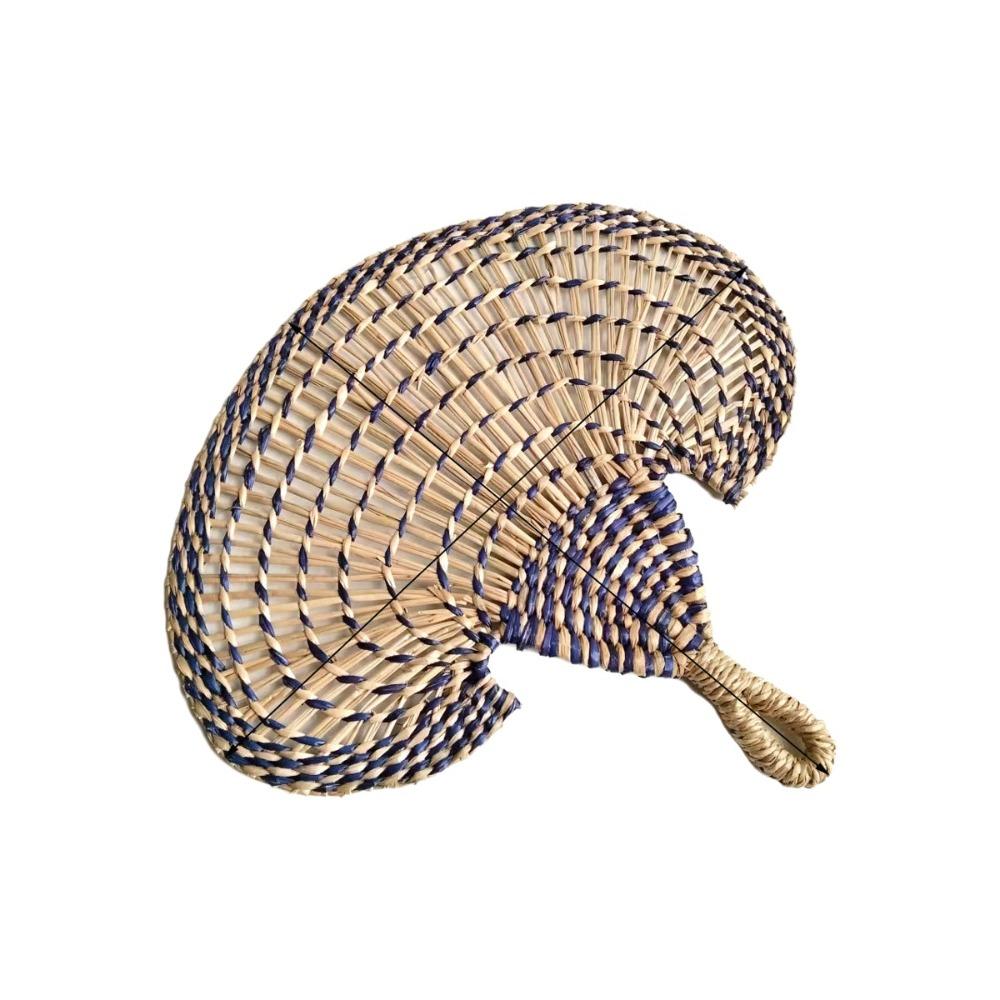 Gift Colorful Hand-woven Straw Fan Bohemian Anti-Mosquito Decorative Handmade Fan Portable Vintage Cattail Fan Beach