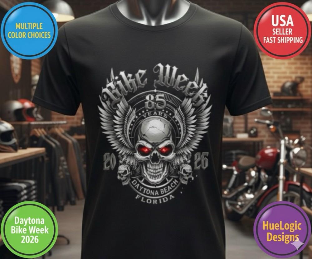 Daytona Beach Bike Week 2026 85th Anniversary Rally Shirt Florida HD Biker Skull Unisex T-Shirt