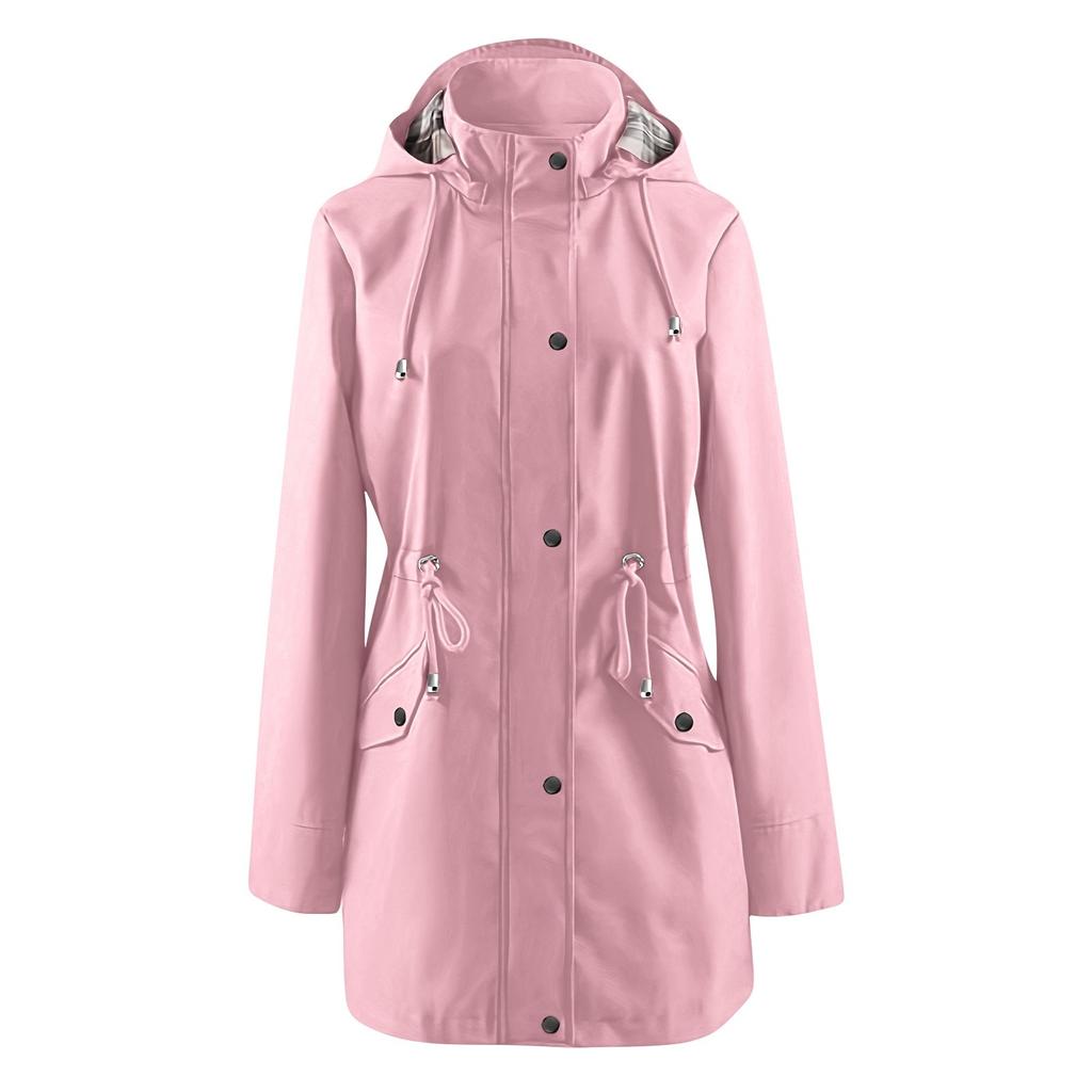 Женский модный однотонный костюм для активного отдыха с капюшоном и карманами, с длинными рукавами, водонепроницаемая куртка