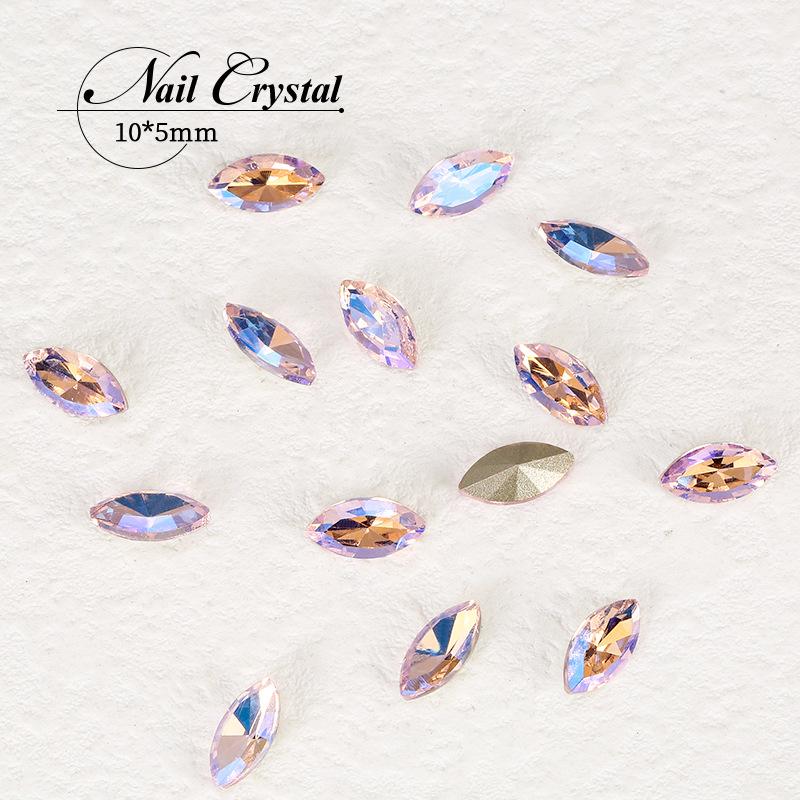 Xiaohongshu Nail Art Diamond, большая упаковка из 500 розовых заостренных нижних бриллиантов в форме капли воды, овальных бриллиантов K9 особой формы