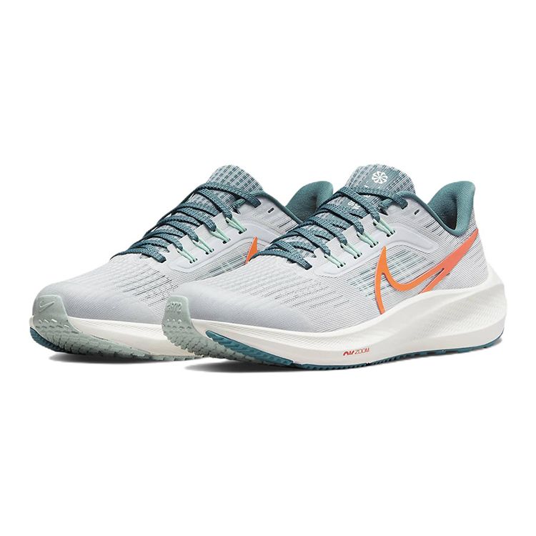 Nike Кроссовки Air Zoom Pegasus 39 GS Pure Platinum Mint Foam Kids серые Summit-White Total-Orange DM4015-003