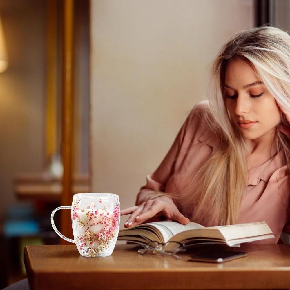 Гипсофила Сухоцветы Стеклянные Кружки Термостойкая Цветочная Чашка Двустенная Стеклянная Кружка Дом&Офис