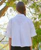 KOLEAT Summer Linen Safari Oversized Uv Protection Short Sleeve Shirt [White] 603