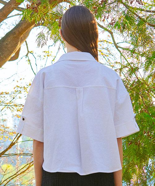 KOLEAT Summer Linen Safari Oversized Uv Protection Short Sleeve Shirt [White] 603