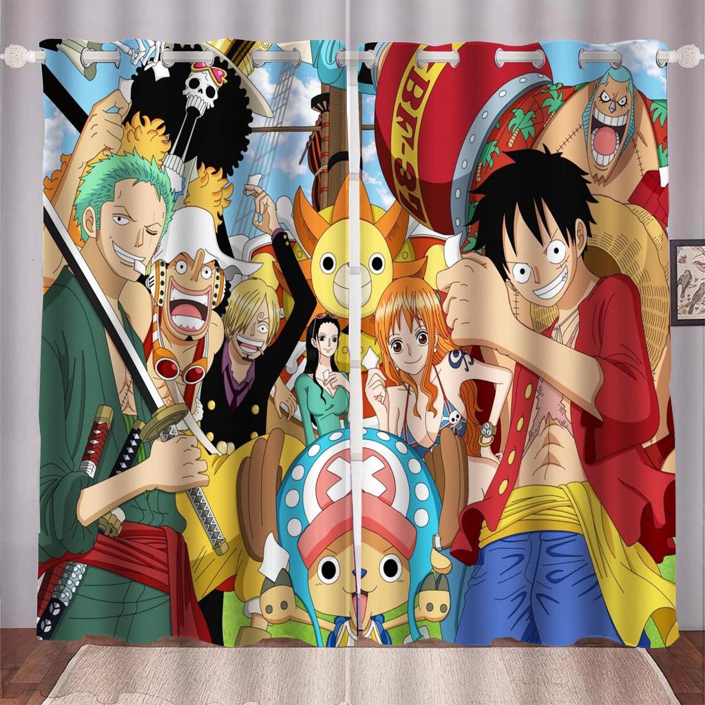Резиденция Манки Д. Луффи Мультяшная Занавеска One Piece Милый Принт Светофильтрующие Оконные Шторы Гостиная Спальня Защита от Жара и Солнца
