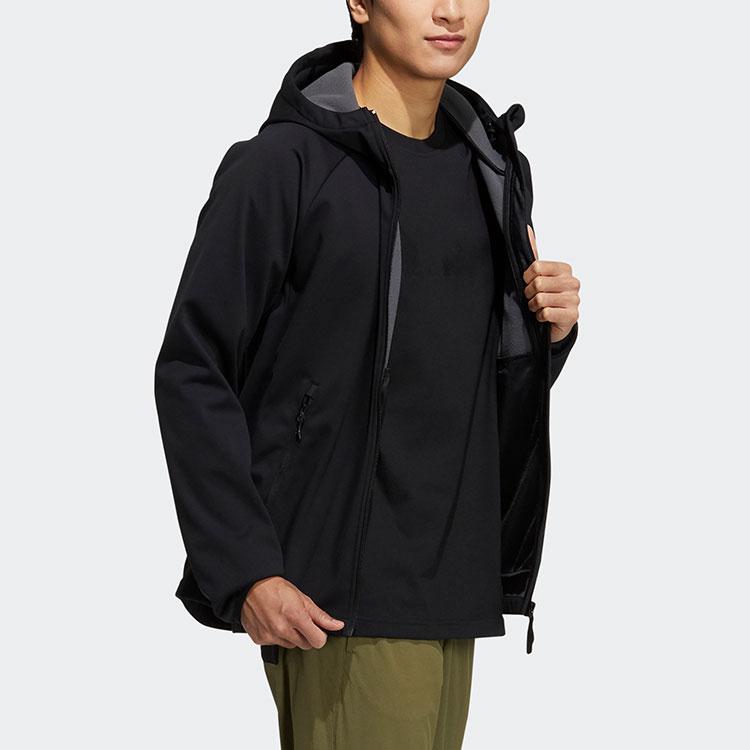 Adidas Куртка Softshell с капюшоном на флисовой подкладке Мужская верхняя одежда Черный H13799