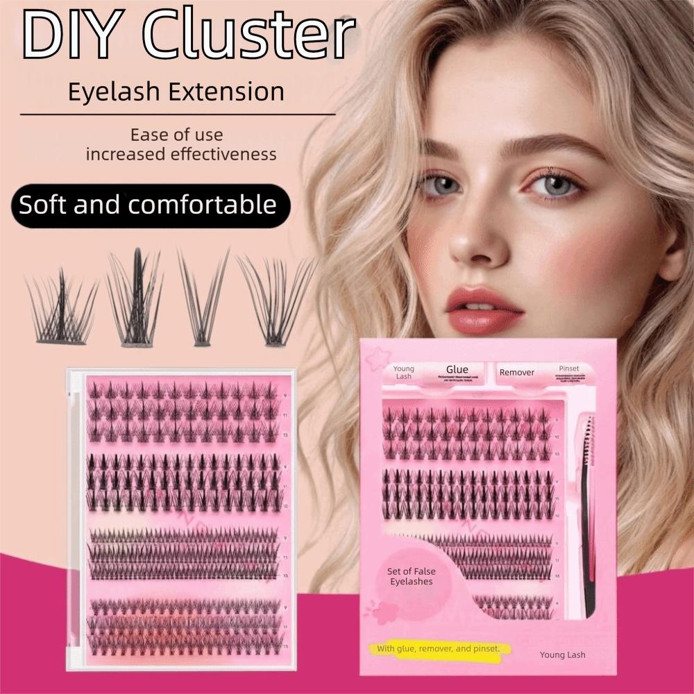 Multi Size Individual Lash Clusters Soft PBT Material Lash Cluster Kit For Beginner