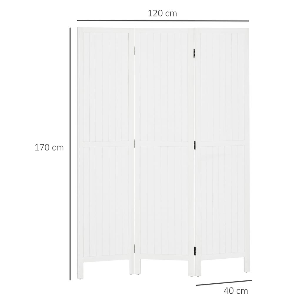 Wooden Room Divider Folding 3 Panel Interior Partition Screen 120 X 170 Cm White