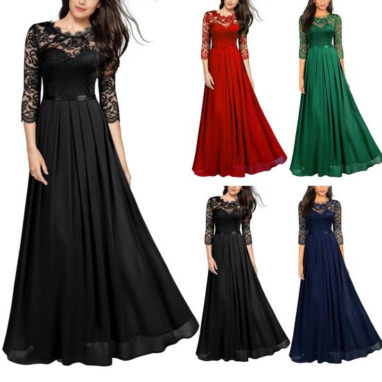 Платье подружки невесты для женщин кружевное лоскутное формальное платье с круглым вырезом шифоновое длинное платье платье гостя на свадьбу