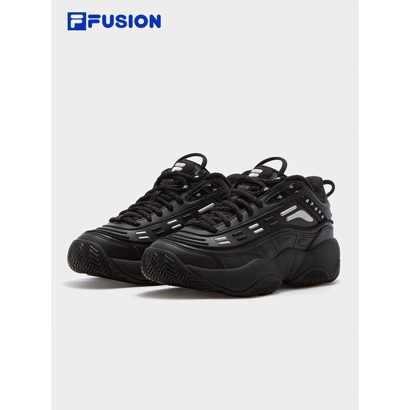 FILA FUSION Women's Black/Space Silver Retro Fleece-Lined Basketball Shoes