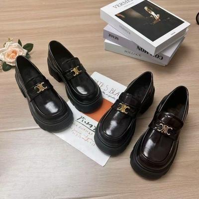 Осенние туфли-лоферы на платформе в британском стиле, новые китайские туфли из маленькой кожи, женские туфли на толстом каблуке с увеличением роста, черные туфли-однопедальки