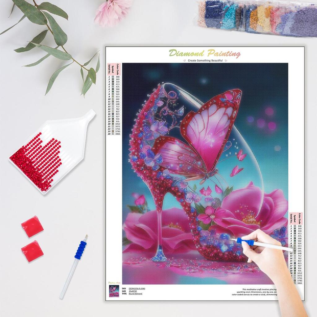 5D DIY Алмазная картина Бабочка и обувь Рукоделие для украшения дома Мозаика ручной работы 30x40 см/12x16 дюймов