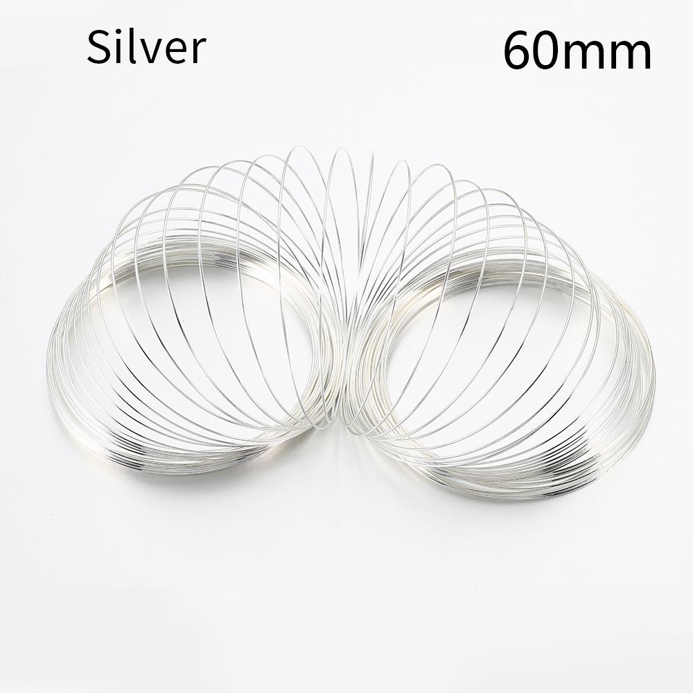 100 Loops Gold Steel Color Memory Wire 60mm Bracelet Bangle Loop 115mm Necklace Collar Hoop for Zircon Making DIY Accessories