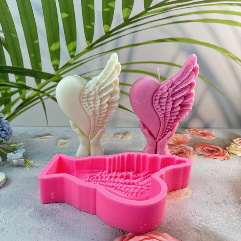 Hands Holding Heart Wing Silicone Mould Candle Molds Love Heart Casting Molds Handmade Resin Molds DIY Baking Molds